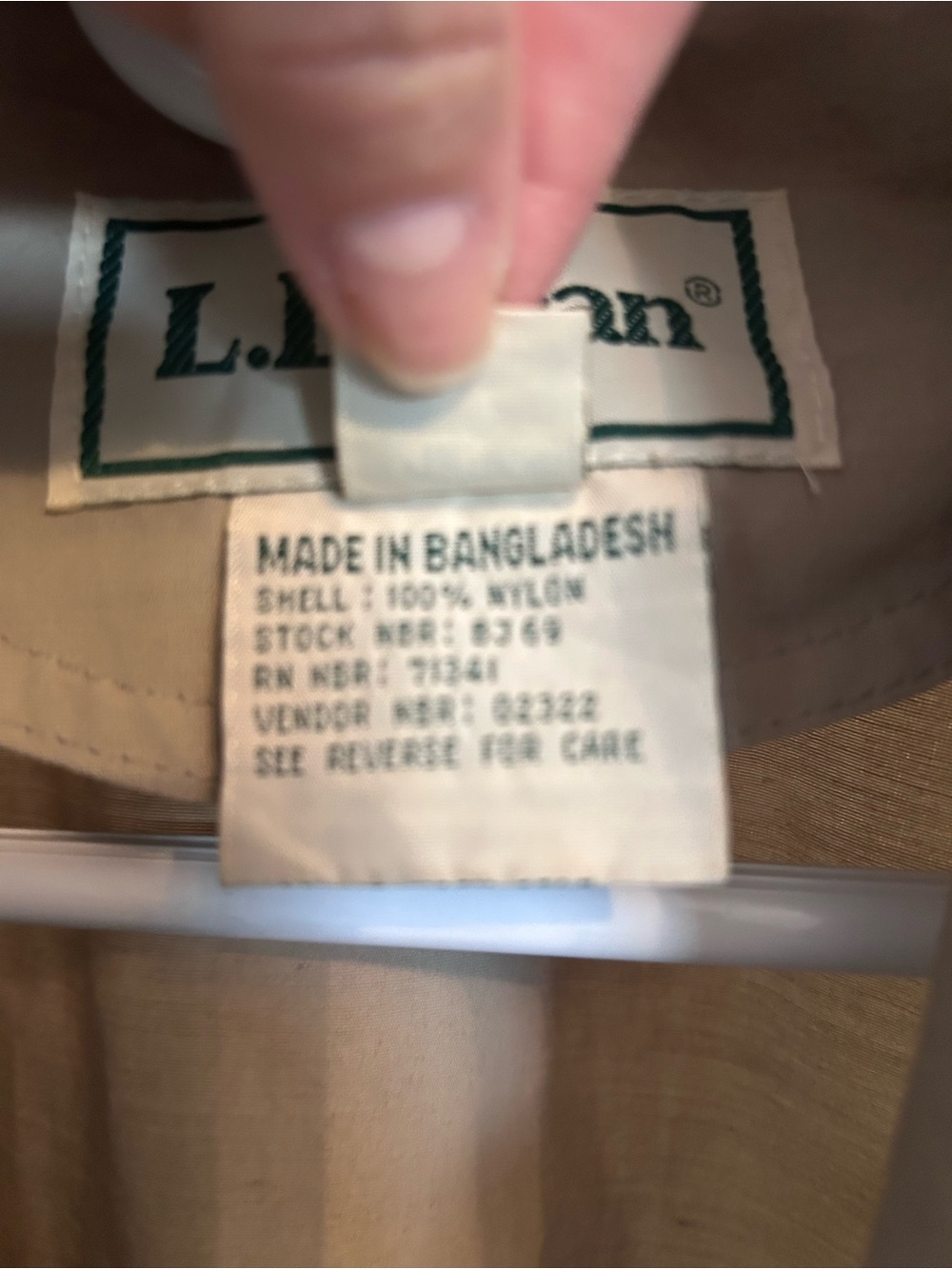 LL Bean Outdoors Field Jacket Mens Khaki Nylon Full Zip Multi Pocket Size Medium - Picture 6 of 10